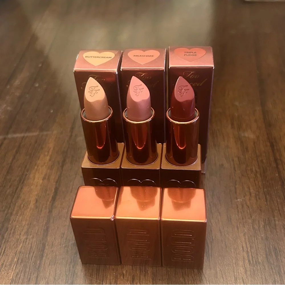 NEW Too Faced cream lipstick set (3) NIB lipsticks